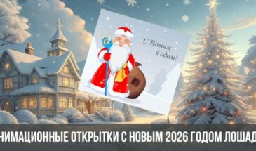 Анимационные открытки с Новым 2026 годом Лошади