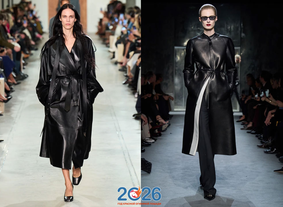 Черный кожаный плащ