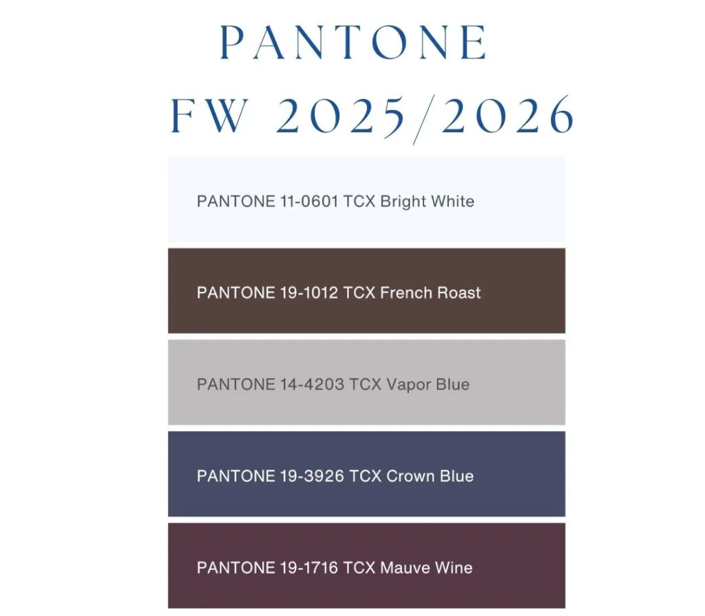 Базовые цвета Pantone осень-зима 2025-2026