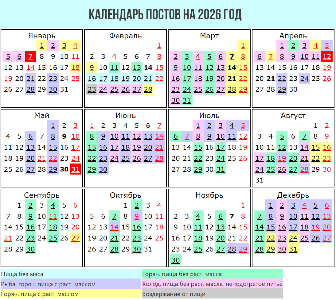 Календарь постов на 2026 год