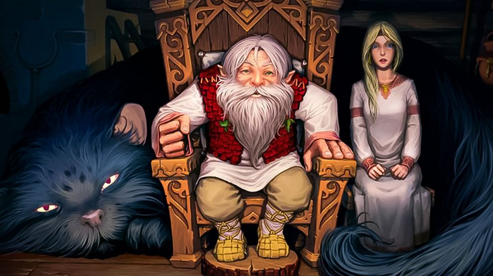 Домовой возле кота и девушки