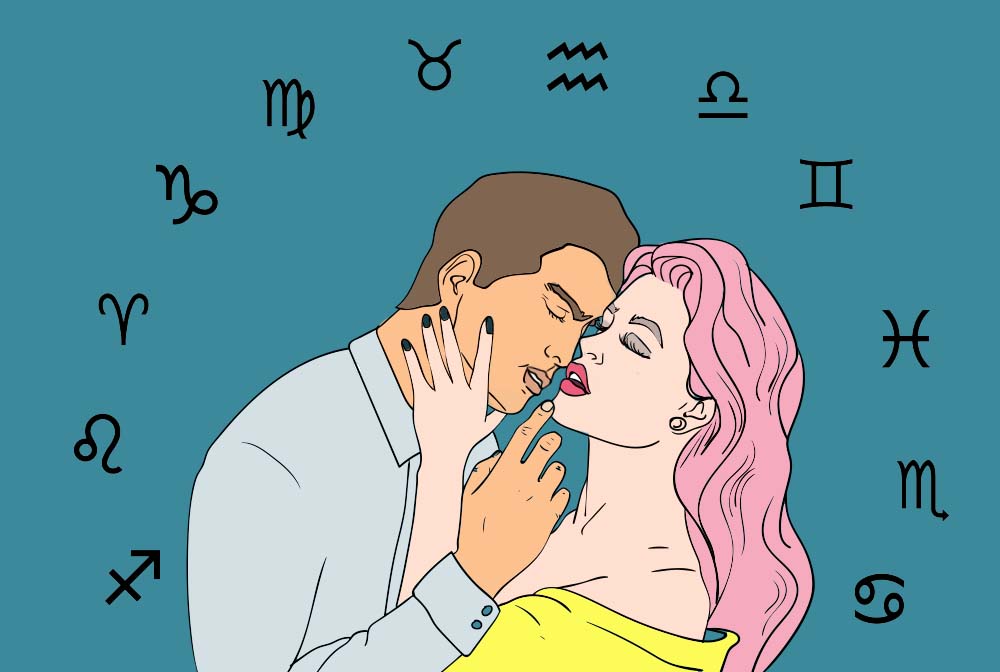 Нарисованная пара в зодиакальном круге