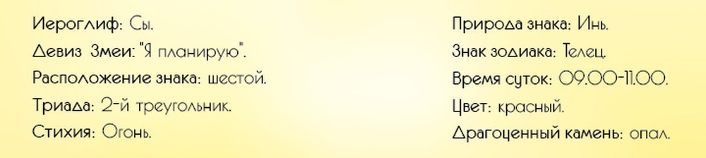 Общая характеристика знака Змея