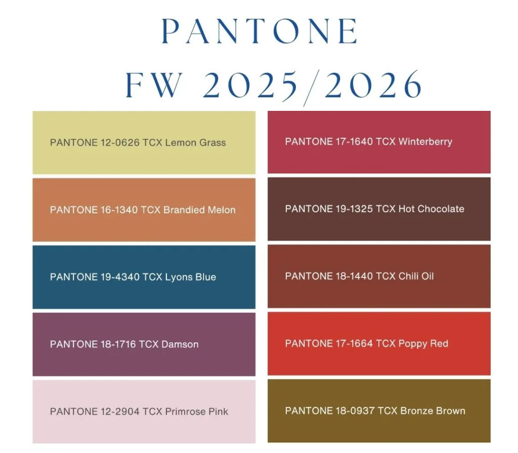 Модные цвета по версии Pantone осень-зима 2025-2026