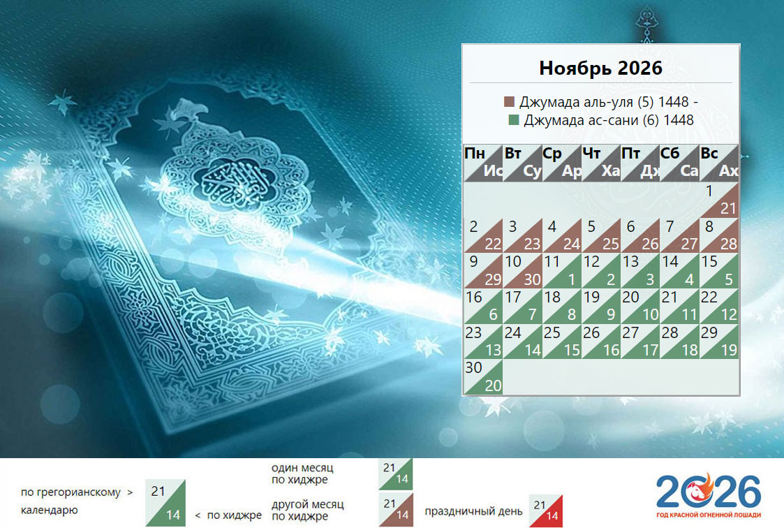 Мусульманский календарь на ноябрь 2026 года