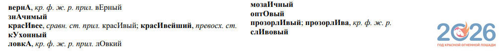 Орфоэпический минимум ФИПИ - прилагательные