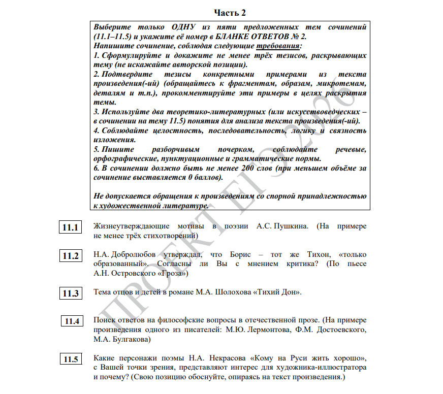 Задание №11 (сочинение) в ЕГЭ 2026 по литературе